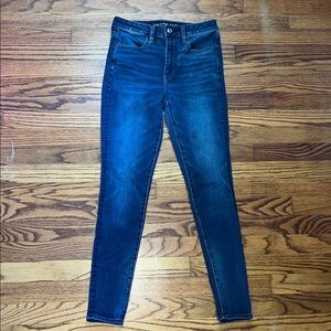 American Eagle Outfitters Women's Dark Blue Super Hi-Rise Jeggings